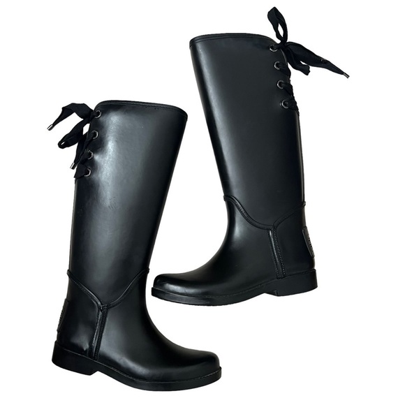 Coach Women’s Black Rain boots Size 7 - Picture 1 of 16